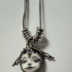 Gothic Handcrafted Doll Face Pendant Necklace