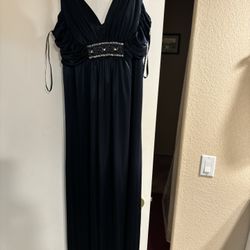 Navy Blue Silk Dress 