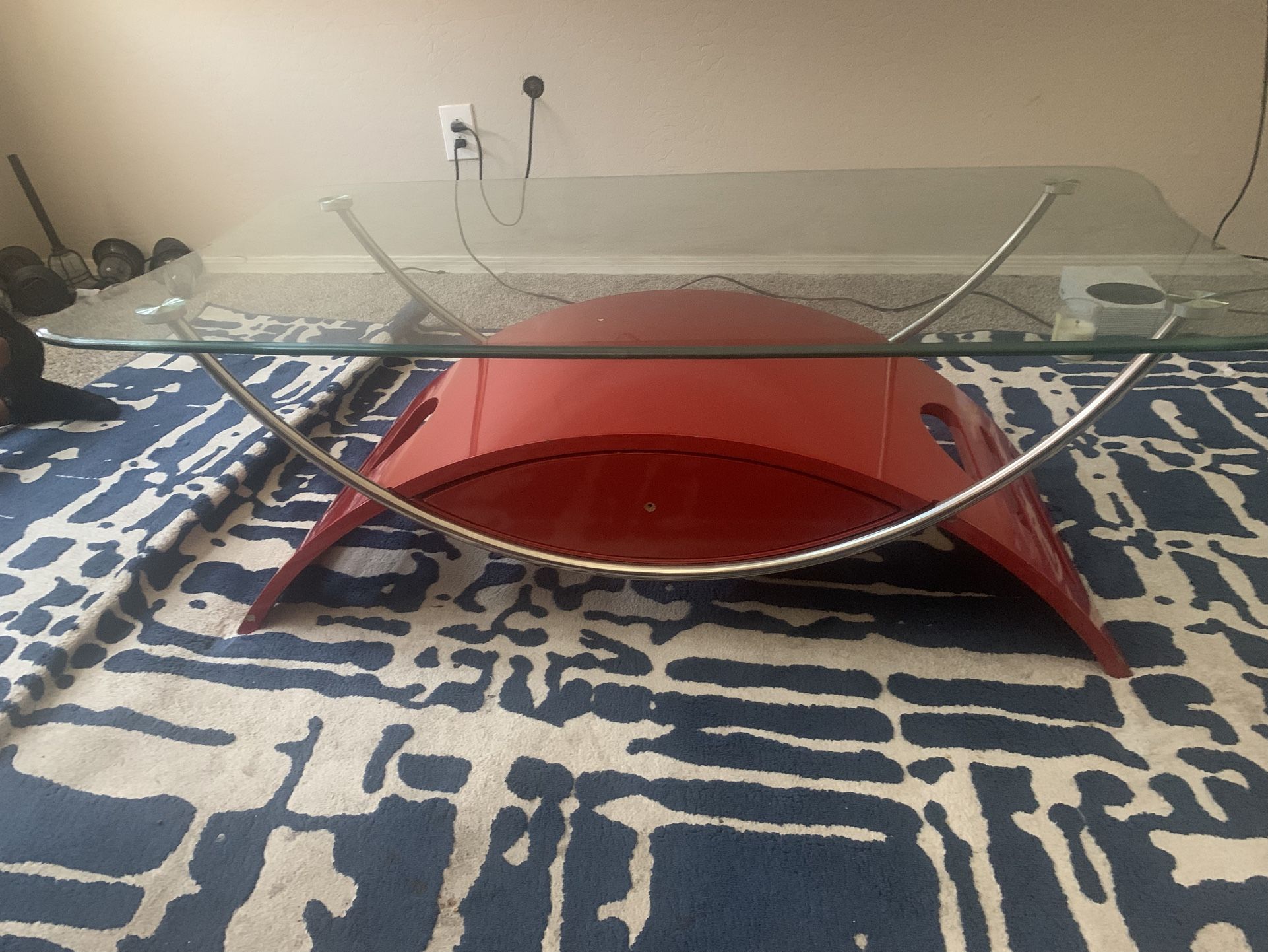 Modern Red Glass Coffee Table