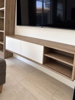 Floating TV Console with Cabinet Storage