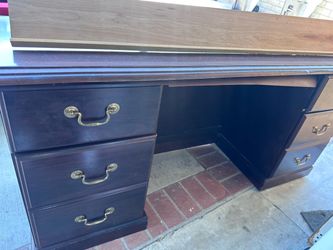 Dark Wood Executive Desk with Drawers