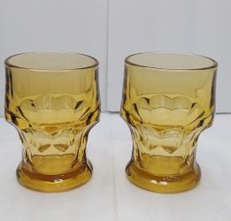 SET OF TWO VINTAGE AMBER GLASS