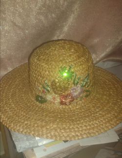 Straw Sun Hat with Embroidery