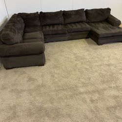 Brown Corduroy Sectional Couch Sofa *Free Delivery*