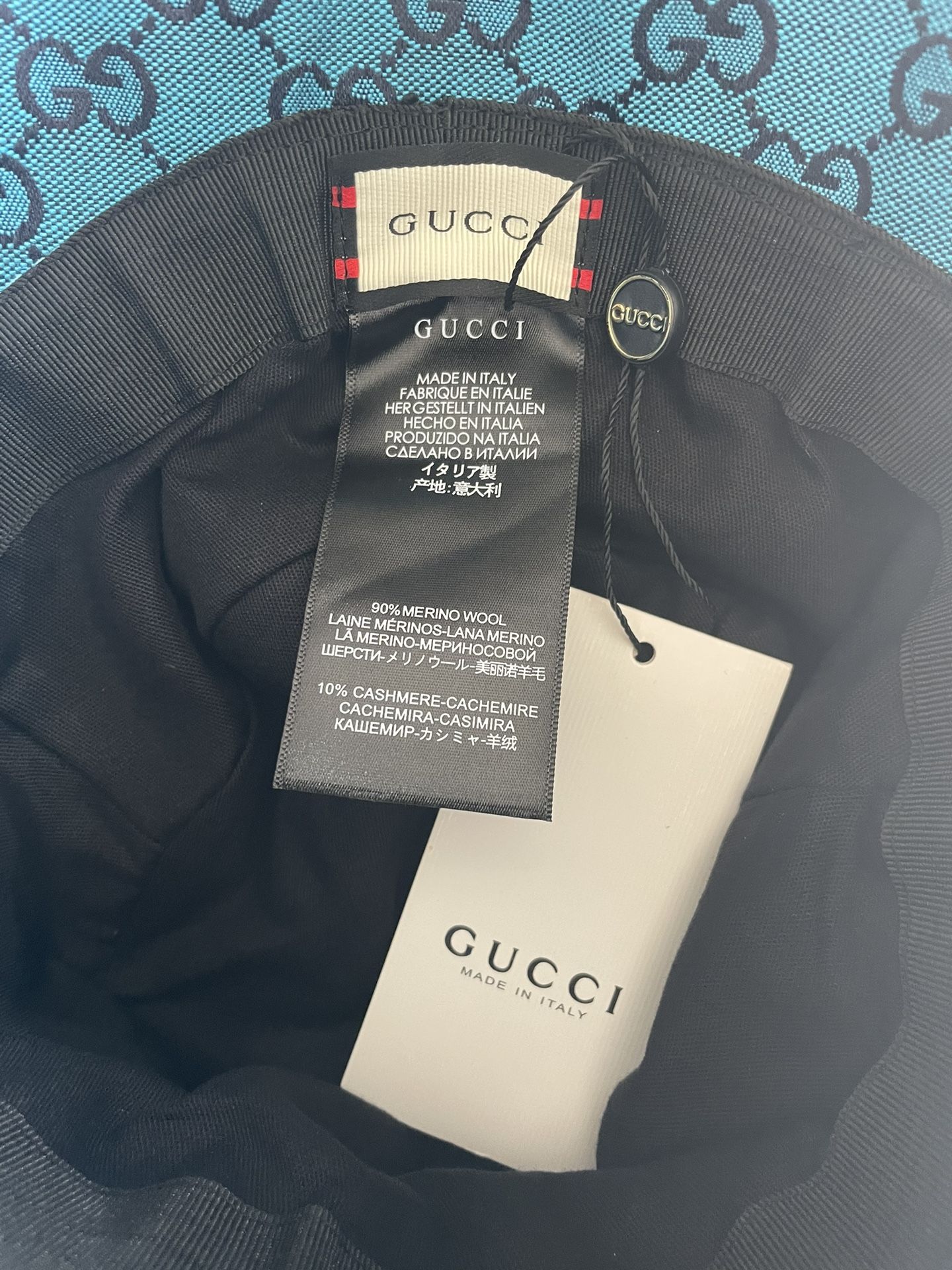 Gucci HAT BUCKET STYLE GG LOGO ALLOVER BLUE MONOGRAM CANVAS 