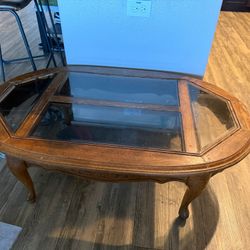 Glass-top Wooden Coffee Table