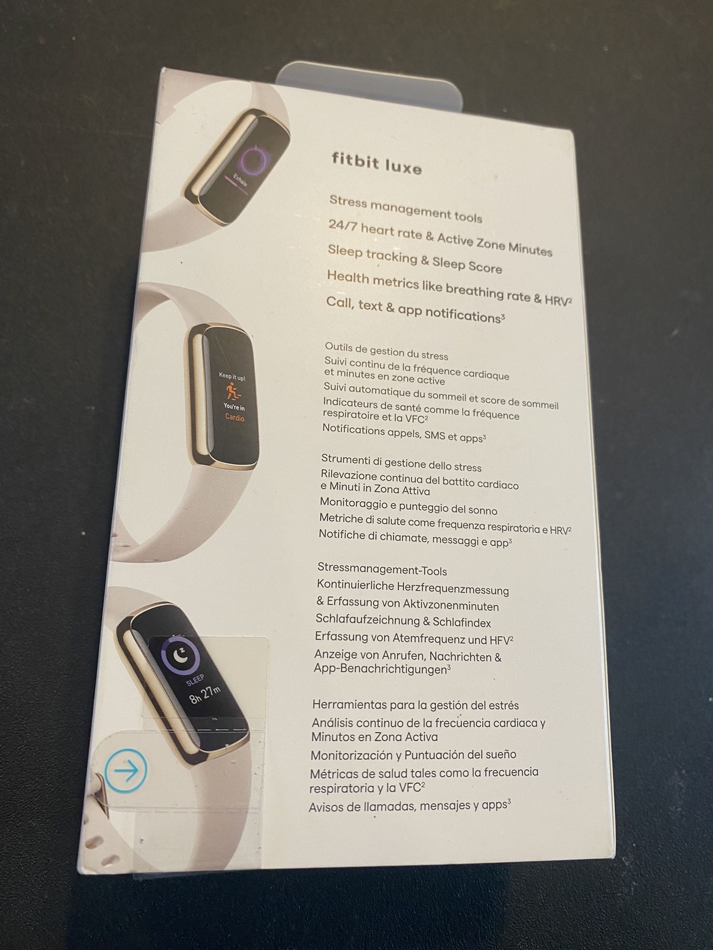 Fitbit Luxe Fitness Tracker Soft Gold W/Lunar White Band