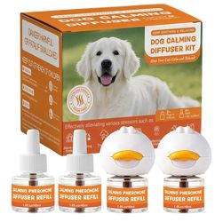 Dog Calming Diffuser Kit 6-in-1, Dog Pheromone Diffuser for Anxiety Relief, Anti Barking Calming Plug in for Dogs, Separation Anxiety & Stress Relief,