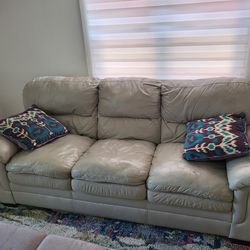 Leather Couch + Pull Out Bed 