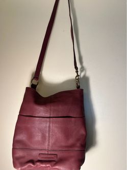 Lucky Brand Genuine Leather Lina Bucket Bag, Burgundy Retail $178