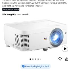 New In Box.. ViewSonic PX700HDH DLP 1080p Projector with 3700 Lumens, Supercolor, 1.1x Optical Zoom, 22000:1 Contrast Ratio, Dual HDMI, and Vertical K