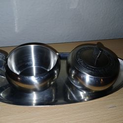 Vintage Cordova Stainless Steel Sugar And Cream Set 