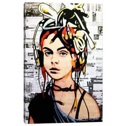 🎧 Girl with Cable Dreads – Large Modern Pop Art Canvas