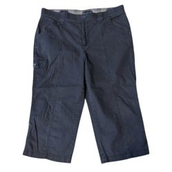 Gloria Vanderbilt Navy Blue Jill Mid Rise Adjustable Length Stretch Capri Cropped Pants Women's 14 