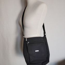 Baggalli Pocket Town Solid Black Crossbody Shoulder Bag 