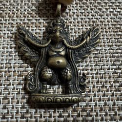4 CM Tibet Buddhism Pure Bronze Garuda Dhwaja Bird snake Amulet Pendant Necklace