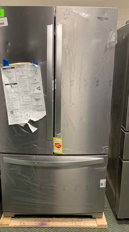 Whirlpool French Door refrigerator!! New stainless steel!! Comes with Warranty EX6KI