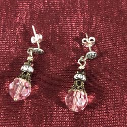 Vintage Lovelies, Pink Quartz’s With Rhinestones In Silver