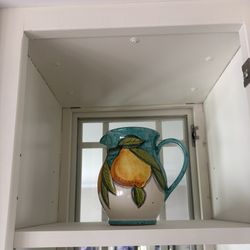 Stunning Hand-Painted Lemon Ceramic Pitcher – Italian Mediterranean Kitchen Decor