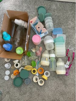 Bottles pacifiers food containers spoons