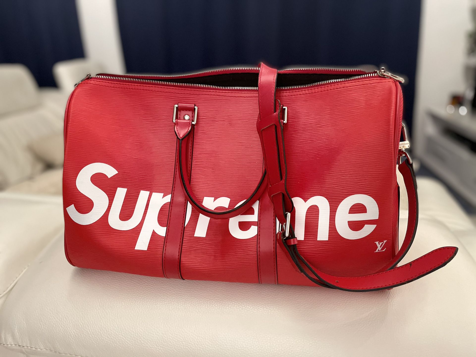 Louis Vuitton Supreme Red Loggage  