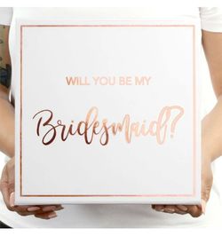 Andaz Press Bridesmaid Proposal Box, Real Gold Foil, Set of 5 Pack DIY Bridal Party Gift Box, Empty Cardboard Box