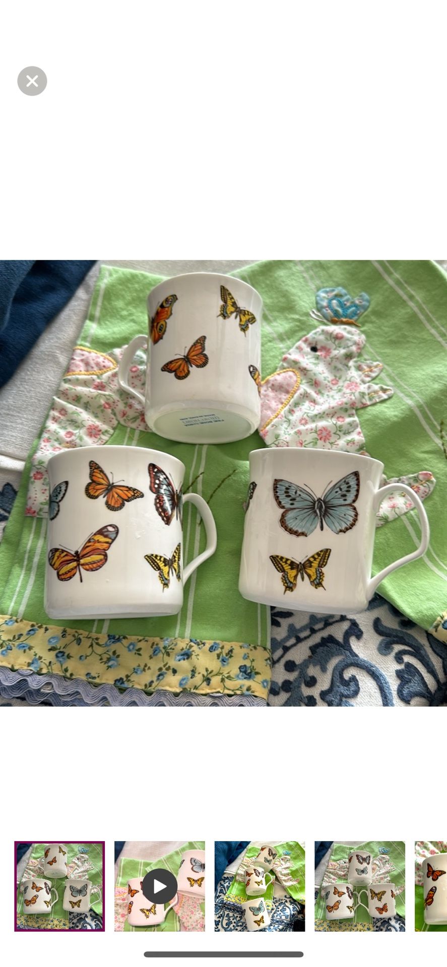 England Bone China Butterfly Tea Mugs Vintage 