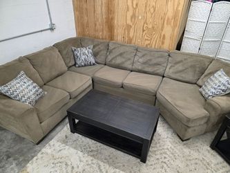 Large Taupe Sectional Sofa w/ Cuddler Corner 
Delivery Available!