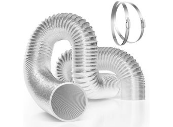 VIVOSUN 25 Feet 8 Inch Flex Air Aluminum Duct for Ventilation Ducting with 2pcs 8 Inch Stainless Steel Clamps, Long Heavy-Duty Multi-Layer Dryer Hose 