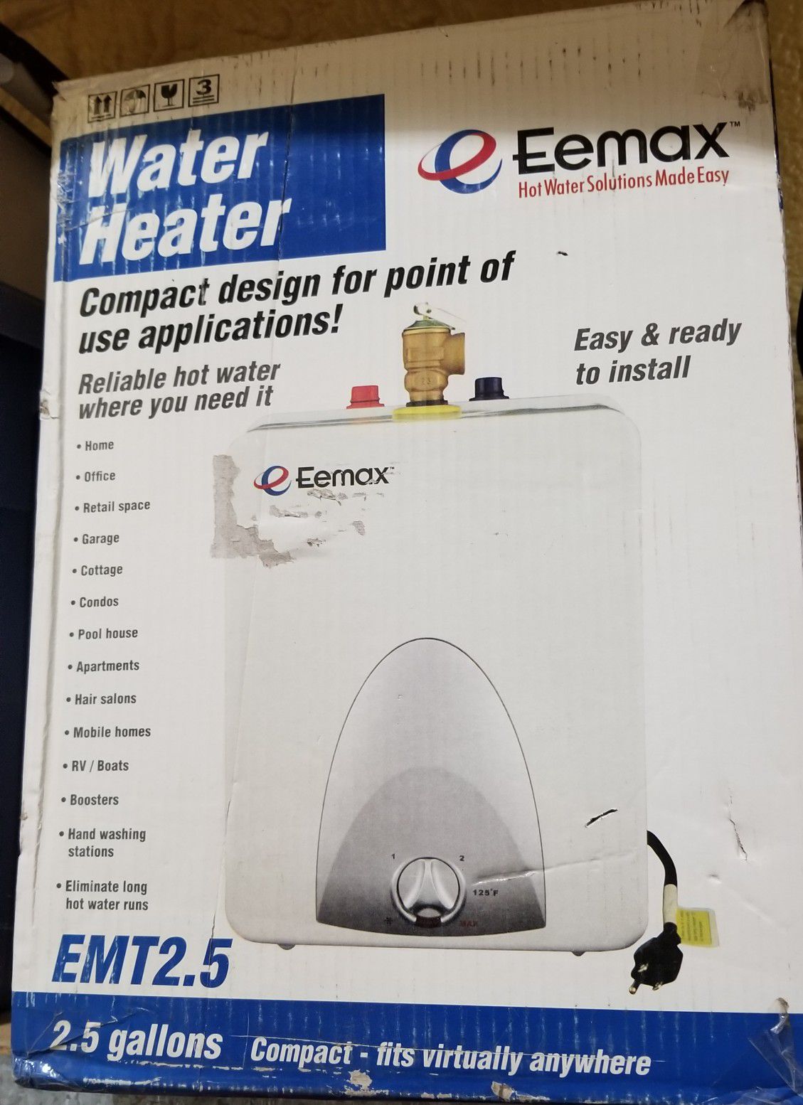 Eemax 2.5 Gallon water heater 120v. OBO