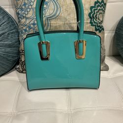 Vegan Leather Turquoise Handbag