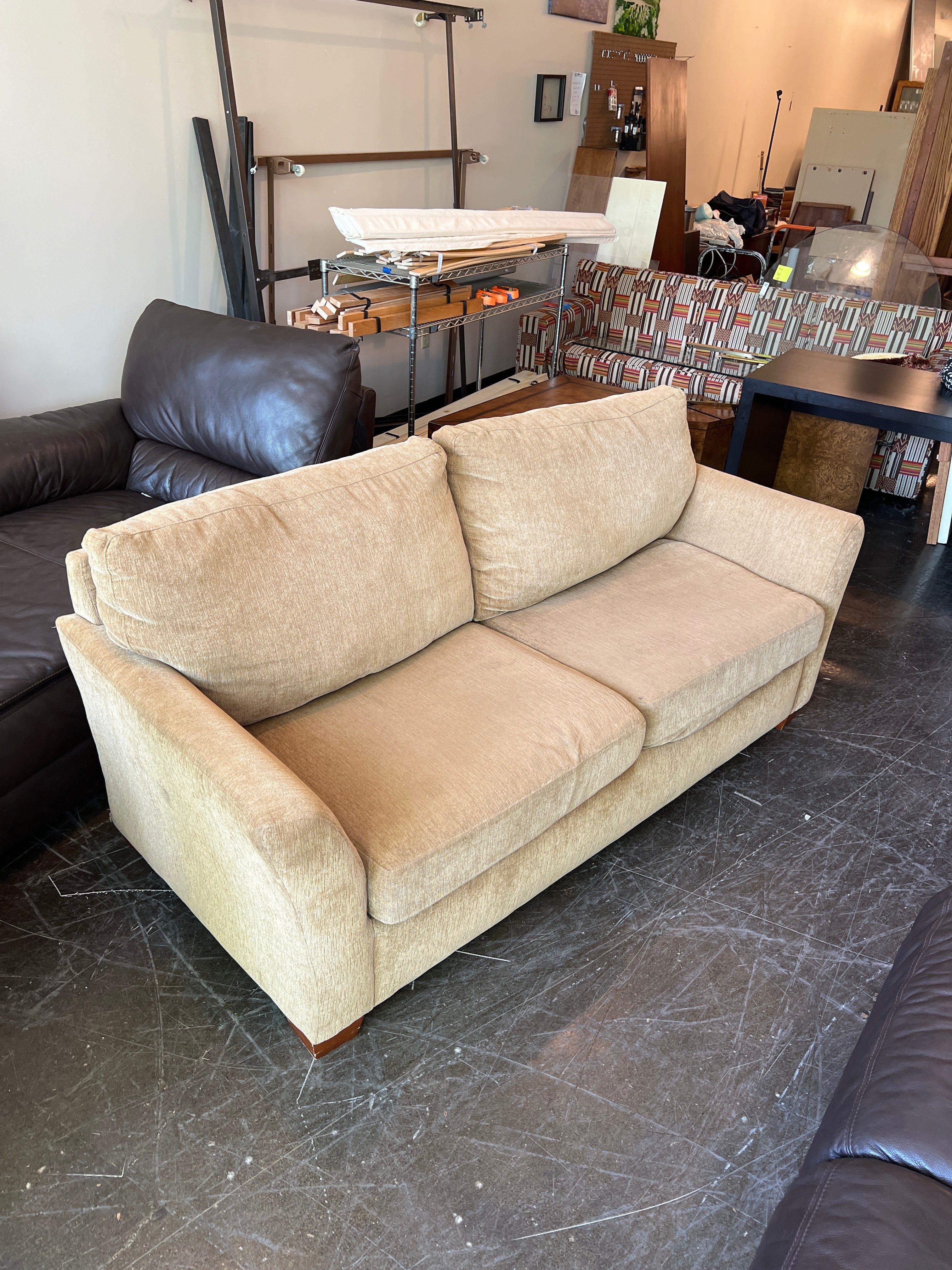Beige Sofa with Two Cushions