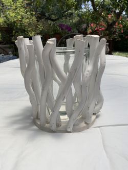 White Wooden Candle Holder