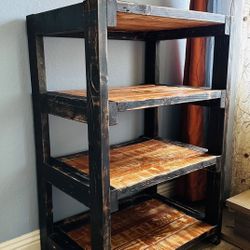 Hardwood Shelf, Custom Built Sturdy Heavy, Stained Walnut & Redwood Color 