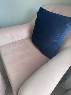 Blush Pink Velvet Accent Chair + Matching Ottoman