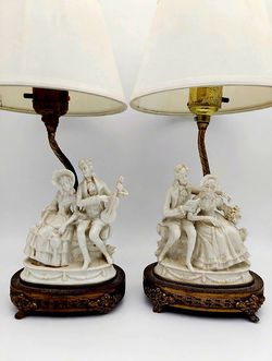 Beautiful 2 Antique Porcelain Lamp
