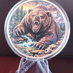 5 oz .999 Fine Copper Round – Colorized Grizzly Bear (Limited Mintage 5000)