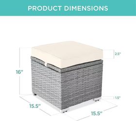😀 Set of 2 Wicker Ottomans, Multipurpose Outdoor Furniture for Patio, Backyard, Additional Seating, Footrest, Side Table w/Storage, Removable Cushion