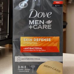 6-Pack Dove+Men Care Antibacterial Skin Defense Hydrating Bar Soap