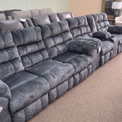 Ashley Reclining Sofa Love Seat With Cup holders 