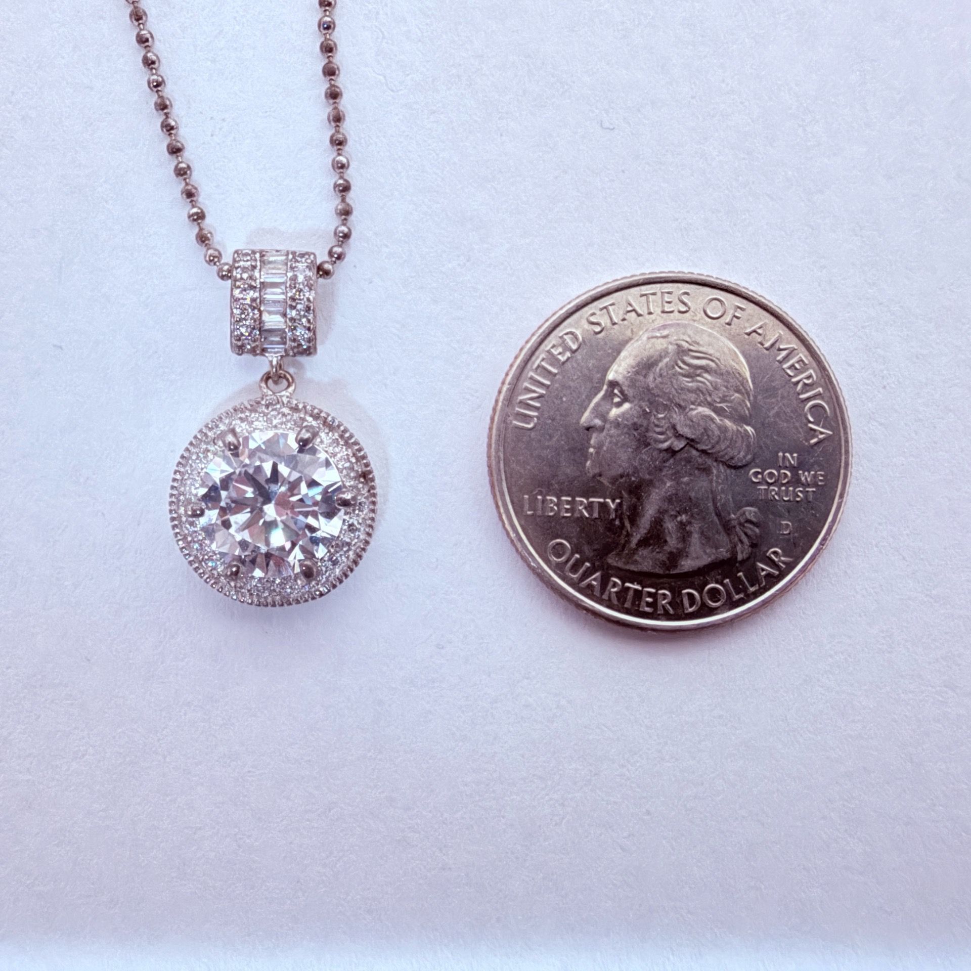 Sterling Silver & CZs Halo Pendant