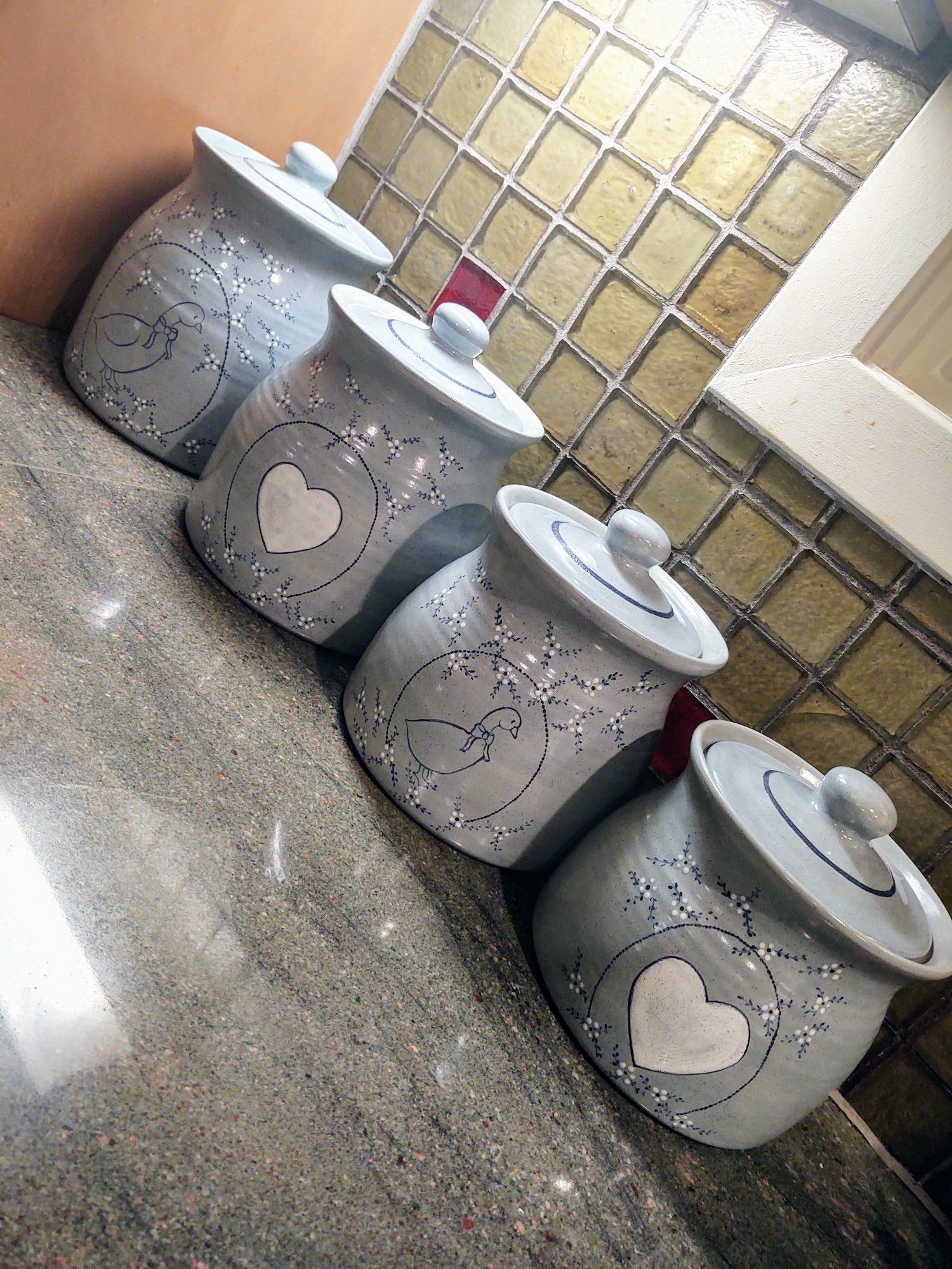 Vintage Folk Art Ceramic Canisters