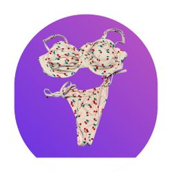 Wild Fable cherries bikini set - pink and white XL top/ S bottoms