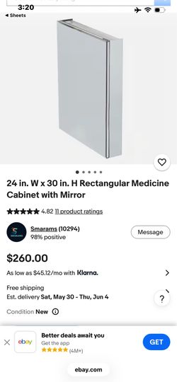 24 in. W × 30 in. H Rectangular Medicine Cabinet with Mirror