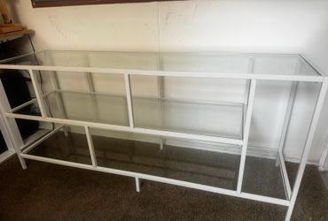 White Media Console with glass shelving