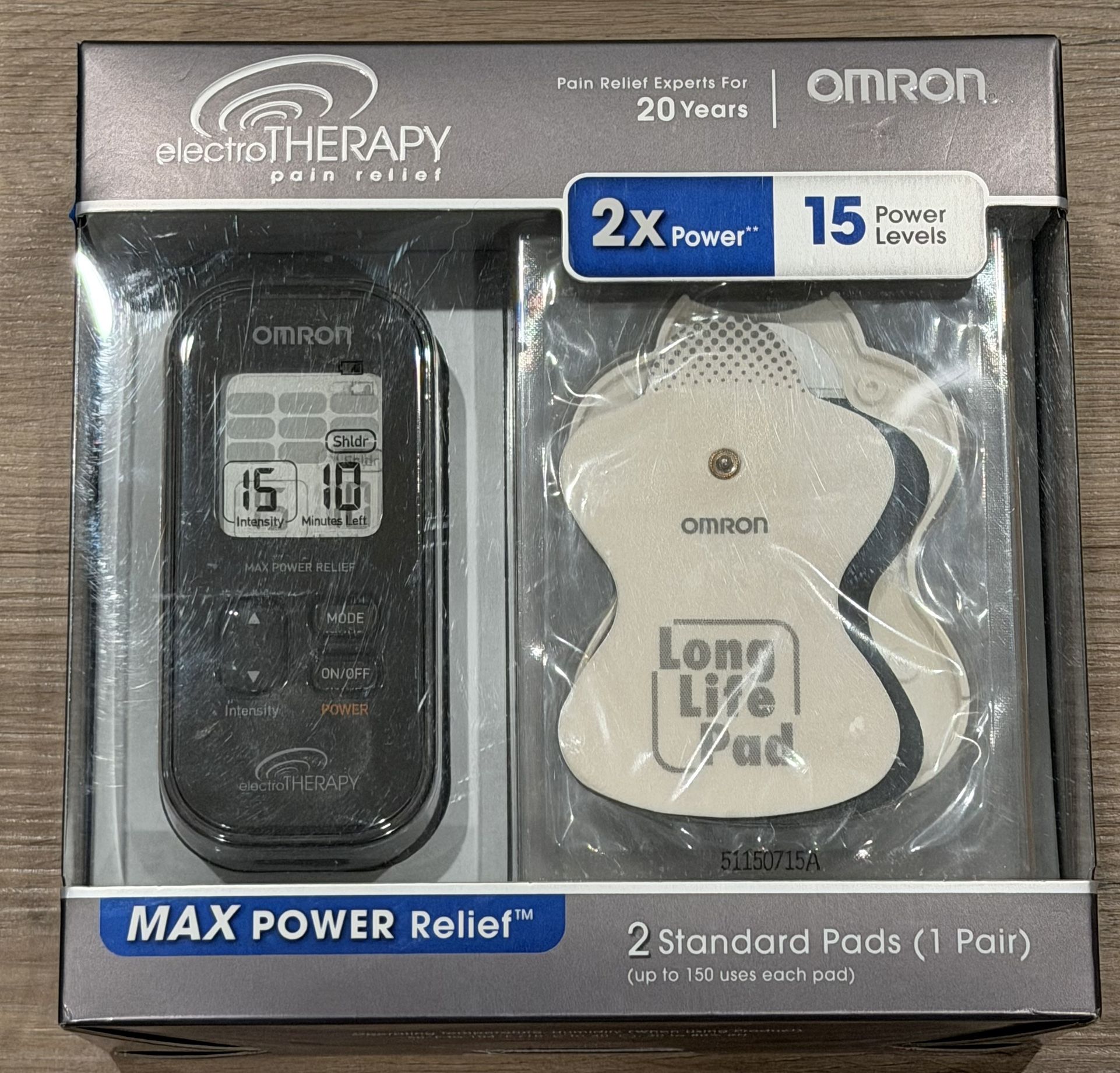 Omron Electrotherapy Max Power Pain Relief with 2 Standard Pads Sealed Box NIB