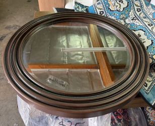 Howard Elliott Collection George Round Oil Rubbed Bronze Wall Mirror, Bevelled Vintage Hanging Wood Framed Vanity Mirrors for Home Decor, Living Room,