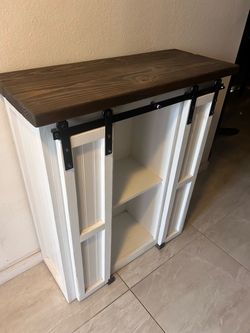 Farmhouse Barn Door Storage Cabinet