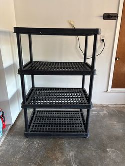 Black 4-Tier Plastic Storage Shelving Unit