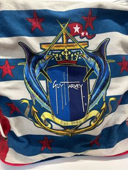 Guy Harvey Large Canvas Tote Bag Marlin Patriotic Red White Blue Zip Beach Bag